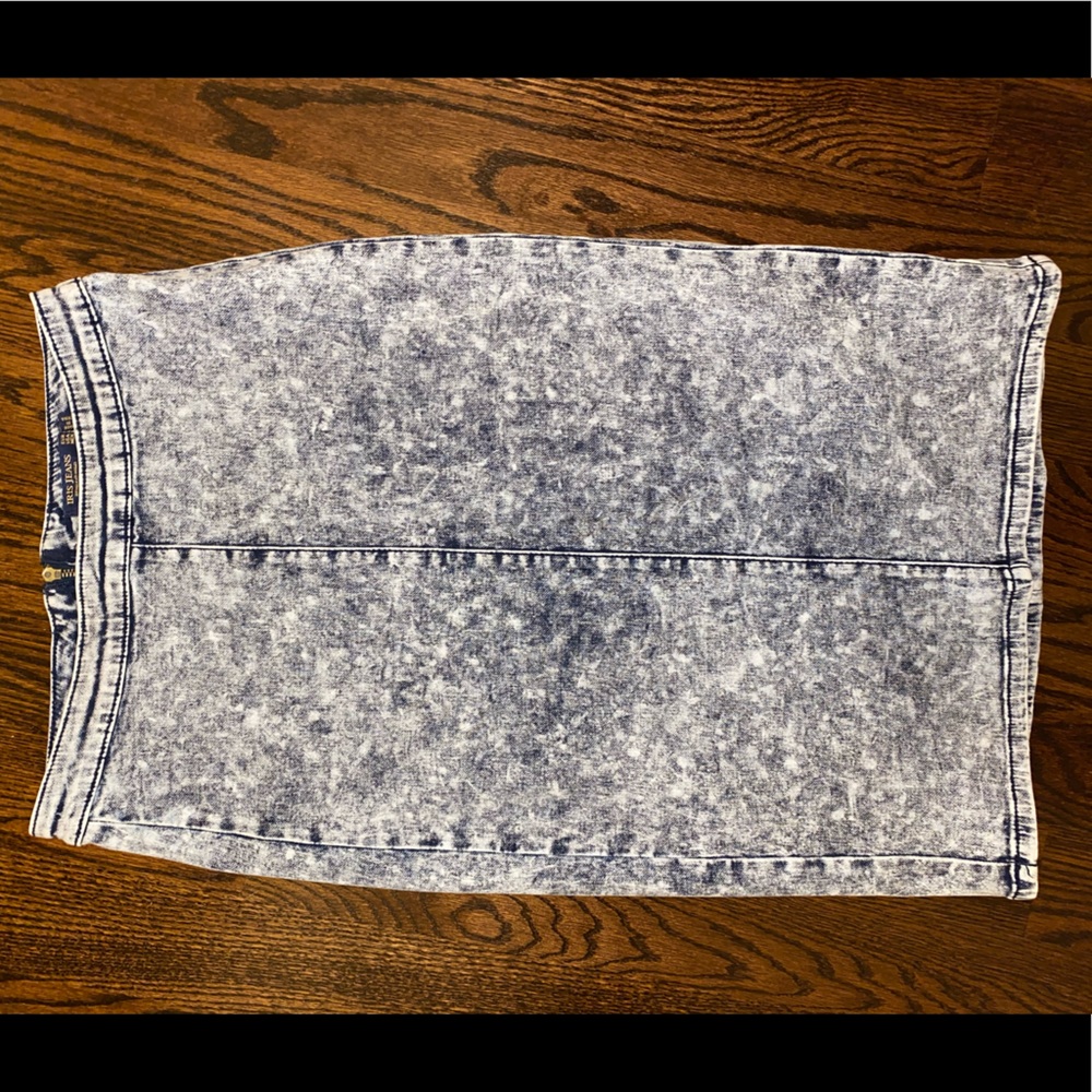 Iris Jeans beach blue acid wash midi pencil skirt